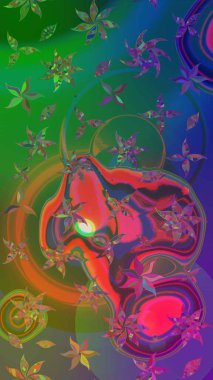 Çiçekli karalama şeklinde Raster çiçek deseni. Yumuşak, yaz çiçekleri yeşil ve mavi renklerde. Raster illüstrasyonu.