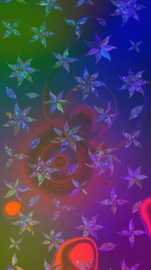 Mavi ve yeşil renkte etnik çiçeklerle süslenmiş zarif bir eskiz şekli. Raster Çiçek İllüstrasyonu güzel tekstil..