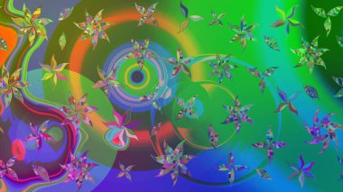 Küçük çiçekteki sevimli çiçek deseni. Raster deseni. Yumuşak, yaz çiçekleri yeşil ve mavi renklerde. Raster illüstrasyonu.