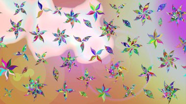 Nötr ve bej renkli papatyaların nötr ve bej renkli desenleri. Raster illüstrasyonu. Tarafsız ve bej renklerde.