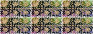 Luxury, royal and Victorian concept. Golden element on gray and neutral colors. Ornate raster decoration. Vintage baroque floral seamless pattern in gold over gray and neutral.