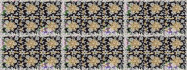 El yapımı dekoratif çerçeve, albüm kapağı, tebrik kartı, klasik Art deco tarzı. Altın karalama fantezi yapraklarından Raster soyut çiçek çelengi ve gri ve nötr renklerde çiçek..