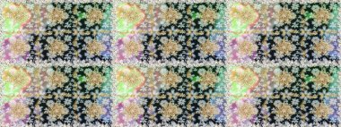 Çiçek desenli altın metal. Kusursuz altın desen. Raster altın çiçek süsü brokar kumaş ve cam desenli. Altın elementli gri ve nötr renkler.