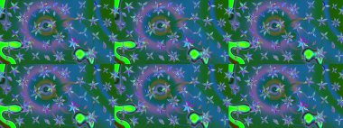 Nazik, narin çiçek arkaplanı. Mavi ve yeşil renkli çiçekler. Raster çiçek desenli ve çiçekli..