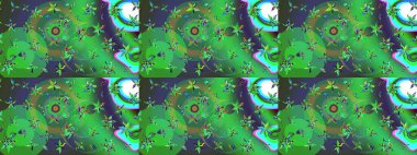 Yumuşak, yeşil ve mor renkli yaz çiçekleri. Raster illüstrasyonu. Raster çiçek desenli ve çiçekli..