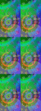 Çiçekli yumuşak bir eskiz şekli. Yumuşak, bahar çiçekleri yeşil ve mavi renklerde. Raster illüstrasyonu. Raster çiçekleri klasik tarzda resmedilir..