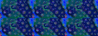 Mavi ve yeşil renkli çiçekler. Renkli Yaz Temalı eskiz kalıbı. Çiçekli eskiz çizimi. Düz Çiçek Elementleri Tasarımı.