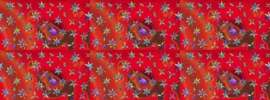 Kırmızı renkte çiçekler. Çizim çiçek deseni duvar kâğıdı olarak kullanılabilir. Raster illüstrasyonu.