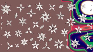 Çiçekli karalama şeklinde Raster çiçek deseni. Yumuşak, bahar çiçekli arka plan. Kahverengi ve nötr renkte çiçekler.