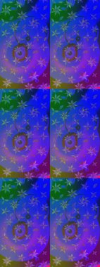 Raster Illustrasyon 'daki Çiçek Deseni' nin son moda çizimi. Mor ve mavi renkte çiçekler. Renkli Yaz Temalı eskiz kalıbı. Düz Çiçek Elementleri Tasarımı.