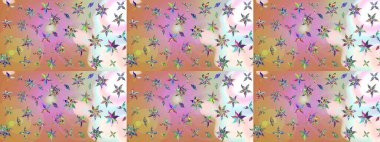 Tarafsız ve pembe renkli şirin çiçek deseni. Raster Modaya uygun kumaş deseni. Renkli Bahar Teması eskiz kalıbı. Düz Çiçek Elementleri Tasarımı.