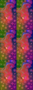 Sevimli çiçek raster deseni. Mor ve kahverengi renkte çiçekler. Renkli Bahar Teması eskiz kalıbı. Düz Çiçek Elementleri Tasarımı.