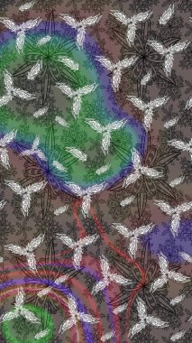 Güzel, parlak, pürüzsüz kumaş, tuval. Çiçek çelengi. Kıvırcık, parlak örgü. Raster illüstrasyonu. Desen, çizim, çiçek sınırı. Klasik eski arkaplan.