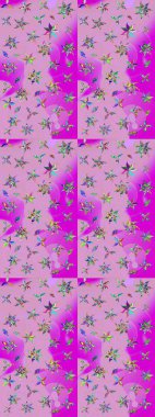 Raster illüstrasyonu. Klasik tropikal doğal elementlerin suluboya seti. Egzotik çiçekler, nötr ve morumsu renklerde botanik ve parlak klasik doğa..