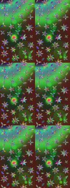 Şirin çiçekler. Çizgi çizimi kalıbı. Raster Moda kumaş deseni.