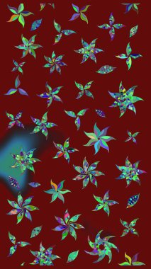 Tekrar eden çiçek arkaplanı, zarif kırmızı çiçek duvar kağıdı. Kırmızı renkler üzerine çiçek desenli çizimler, el yapımı papatyalar, papatyalar..