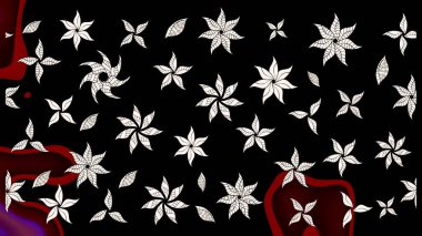 Siyah ve nötr renklerde parlak çiçekli halı deseni.