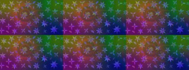 Çiçek ve yapraklı karalama şeklinde Raster çiçek deseni. Yumuşak, yeşil ve kahverengi renklerde bahar çiçekleri. Raster illüstrasyonu.