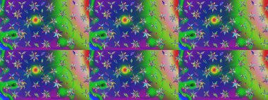 Küçük yeşil ve mavi çiçeklerle oldukça eski bir besin torbası deseni. Tekstil, kumaş, kapaklar, duvar kağıtları, baskı, paket, koleksiyon defteri, örgü, dekupaj için çiçek arkaplanı..