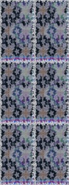 Raster illüstrasyonu. Çiçek ve yapraklı karalama şeklinde Raster çiçek deseni. Gri ve nötr renklerde bahar çiçekleri.