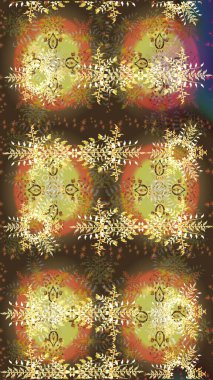 Renkli arka planda izole kar taneleri. Yüzey için tekrarlanan doku, ambalaj kağıdı, kahverengi, nötr ve sarı renkler. Raster illüstrasyonu. Kış kar tanesi, raster arkaplan.