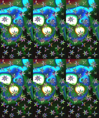 Vadinin yeşil renkli çiçekleri. Raster çiçek desenleri çiziyor..