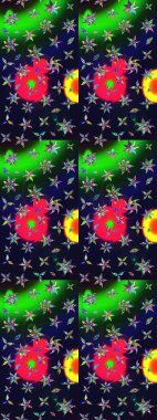 Renkli Bahar Teması eskiz kalıbı. Çiçekli çizim şekli. Gri renkli çiçekler. Düz Çiçek Elementleri Tasarımı.