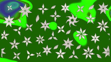 Suluboya, elle çizilmiş. Çiçekler yeşile. Raster hisseleri. Taslak arkaplan deseni.