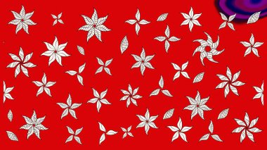 Patlayan çiçekler soyut olarak yerleştirilmiş. Raster illüstrasyonu. Kibarca, kırmızı renkte bahar çiçekleri. Raster deseni.