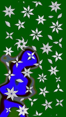 Renkli Bahar Teması eskiz kalıbı. Yeşil renkli çiçekler. Raster illüstrasyonu. Çiçekli çiçek deseni, suluboya. Düz Çiçek Elementleri Tasarımı.