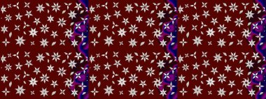 Çiçek ve yapraklı karalama şeklinde Raster çiçek deseni. Raster illüstrasyonu. Kibarca, bahar çiçekleri kırmızı renklerde.