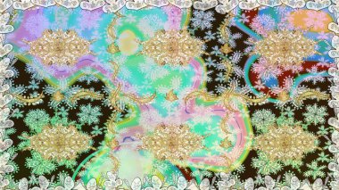 Oriental raster klasik nötr ve altın desenli. Kusursuz soyut bir arkaplan. Raster illüstrasyonu.