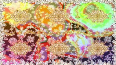 Raster geleneksel altın pürüzsüz deseni nötr renklerde. Barok tarzında kusursuz bir doğulu süsü..