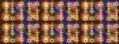 Renkli arka planda izole kar taneleri. Raster illüstrasyonu. Kar taneleri radyal kahverengi, nötr ve mor renkler.