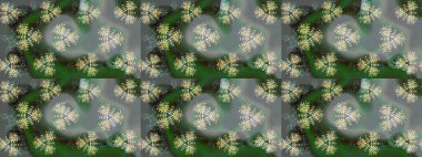 Kar tanesi süsleme deseni. Kar taneleri deseni. Raster illüstrasyonu. Arkaplanda soyut kar taneleri olan düz tasarım. Kar taneleri arkaplanı.