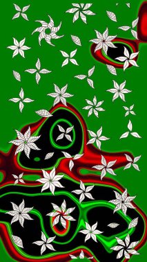 Renkli Bahar Teması eskiz kalıbı. Düz Çiçek Elementleri Tasarımı. Raster illüstrasyonu. Taslak desenli, modaya uygun kumaş deseni. Şirin çiçek elementleri..