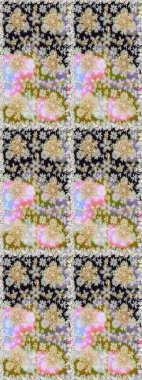 Barok tarzında altın çiçekli süs. Doku arka planında altın duvar kâğıdı. Gri ve nötr renklerde altın element. Damask kusursuz yinelenen arkaplan.