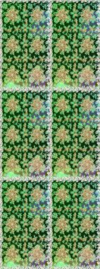 Barok tarzında altın çiçekli süs. Damask arkaplanı. Altın çiçekli, pürüzsüz desen. Yeşil ve nötr renklerdeki altın element.