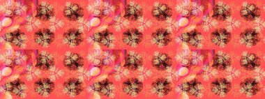 Kış kar taneleri, raster arka plan. Yüzey için tekrarlanan doku, ambalaj kağıdı, pembe, turuncu ve kahverengi renkli kar tanesi.