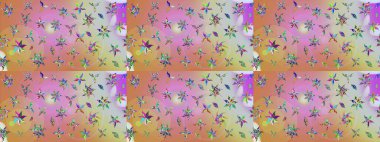 Güzel eskiz şekli. Raster çiçekli arka plan. Yazdır. Güzel kumaş deseni. Renkli Yaz Temalı eskiz kalıbı. Düz Çiçek Elementleri Tasarımı.