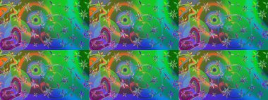 Küçük çiçekli basit bir çiçek çizimi. Yeşil ve mavi renkli şirin çiçekler. Moda baskısı, albüm, ambalaj kağıdı ve duvar kağıdı için zarif dekoratif süslemeler. Raster illüstrasyonu.