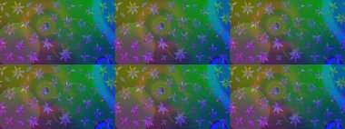 Çizim çiçek deseni duvar kâğıdı olarak kullanılabilir. Yeşil ve mavi renkte çiçekler. Raster illüstrasyonu.