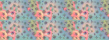 Tarafsız ve gri renkte etnik çiçeklerle süslenmiş zarif bir eskiz şekli. Raster Çiçek İllüstrasyonu güzel tekstil..