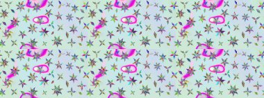 Çiçek desenli çizim. Raster illüstrasyonu. Asya tekstil tarzında. Güzel kumaş deseni. Renkli Bahar Teması eskiz kalıbı. Düz Çiçek Elementleri Tasarımı.