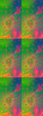 Çiçekli çiçek deseni, suluboya. Yeşil ve pembe renkli çiçekler. Renkli Bahar Teması eskiz kalıbı. Düz Çiçek Elementleri Tasarımı. Raster illüstrasyonu.