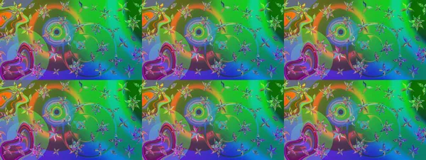 Küçük çiçekli basit bir çiçek çizimi. Yeşil ve mavi renkli şirin çiçekler. Moda baskısı, albüm, ambalaj kağıdı ve duvar kağıdı için zarif dekoratif süslemeler. Raster illüstrasyonu.