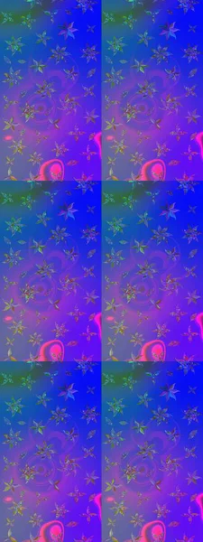 Motley illüstrasyonu. Küçük renkli çiçekler. Küçük çiçekte güzel bir desen. Moda baskıları için zarif bir şablon. Mor ve mavi çiçekli bahar çiçekleri.