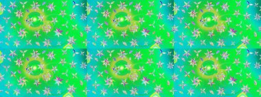 Güzel çiçek deseni. Yeşil ve mavi renkte çiçekler. Renkli Bahar Teması eskiz kalıbı. Düz Çiçek Elementleri Tasarımı.