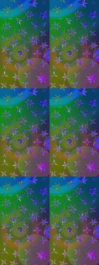 Çiçek desenli raster, yeşil ve mavi çizgi grafik desenli soyut raster arkaplan. Modern stil dokusu.