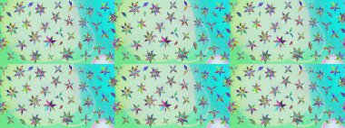 Küçük çiçekteki sevimli çiçek deseni. Güzel karalamalı çiçek desenli çizim. Güzel kumaş deseni. Raster illüstrasyonu.